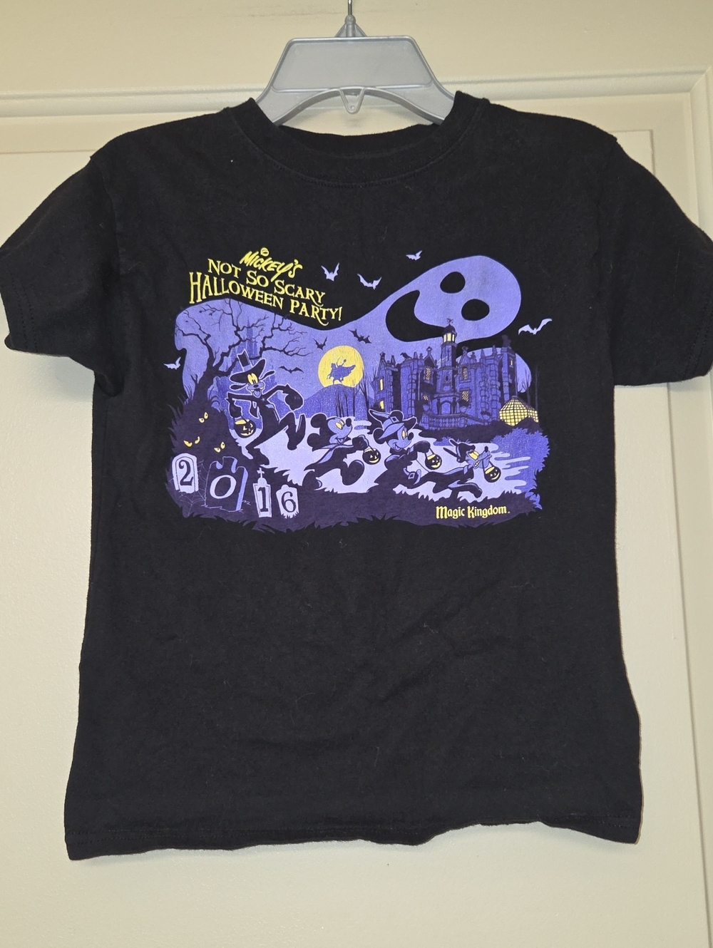 Hanes Black Kids' Halloween Graphic Tee with Purple & Yellow Print